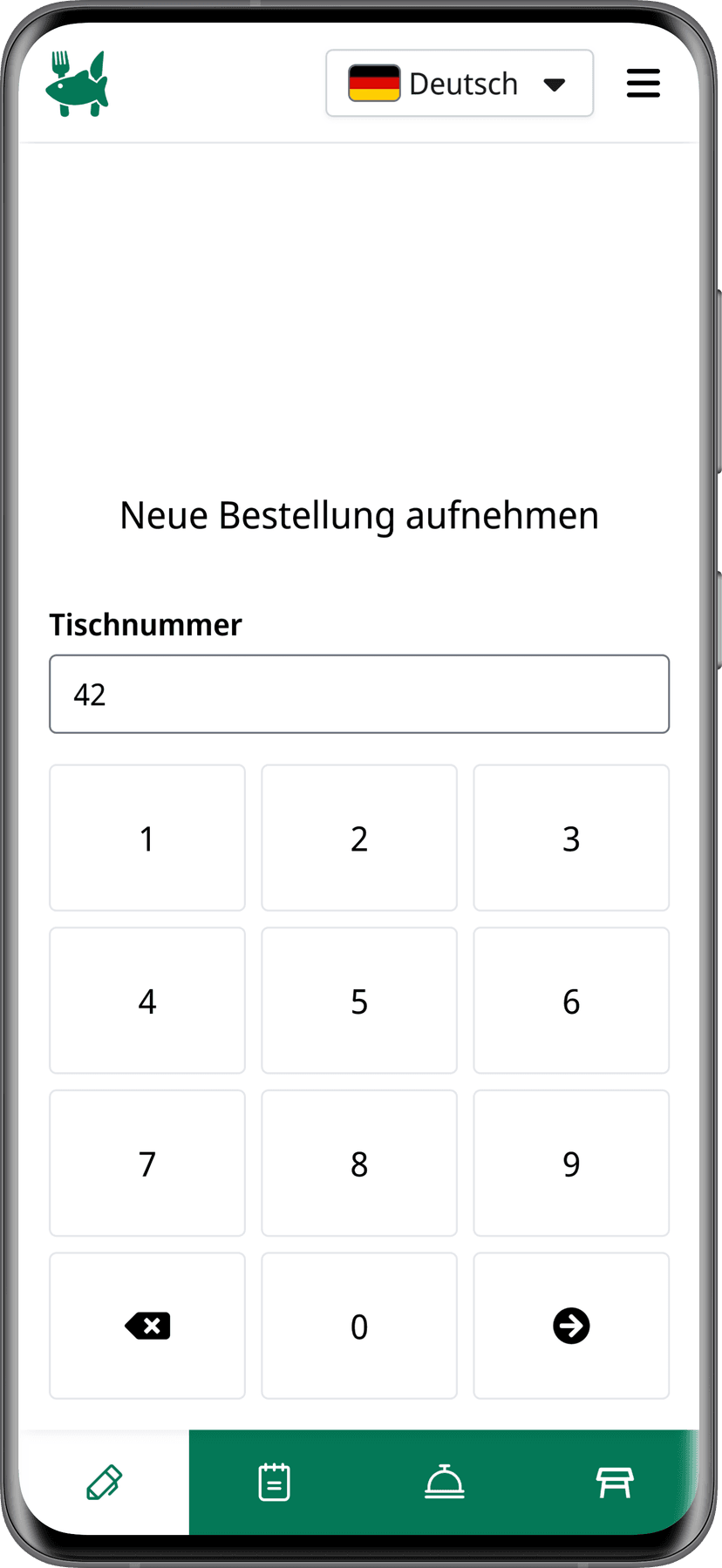 Mobiles Bestellsystem: Tischwahl